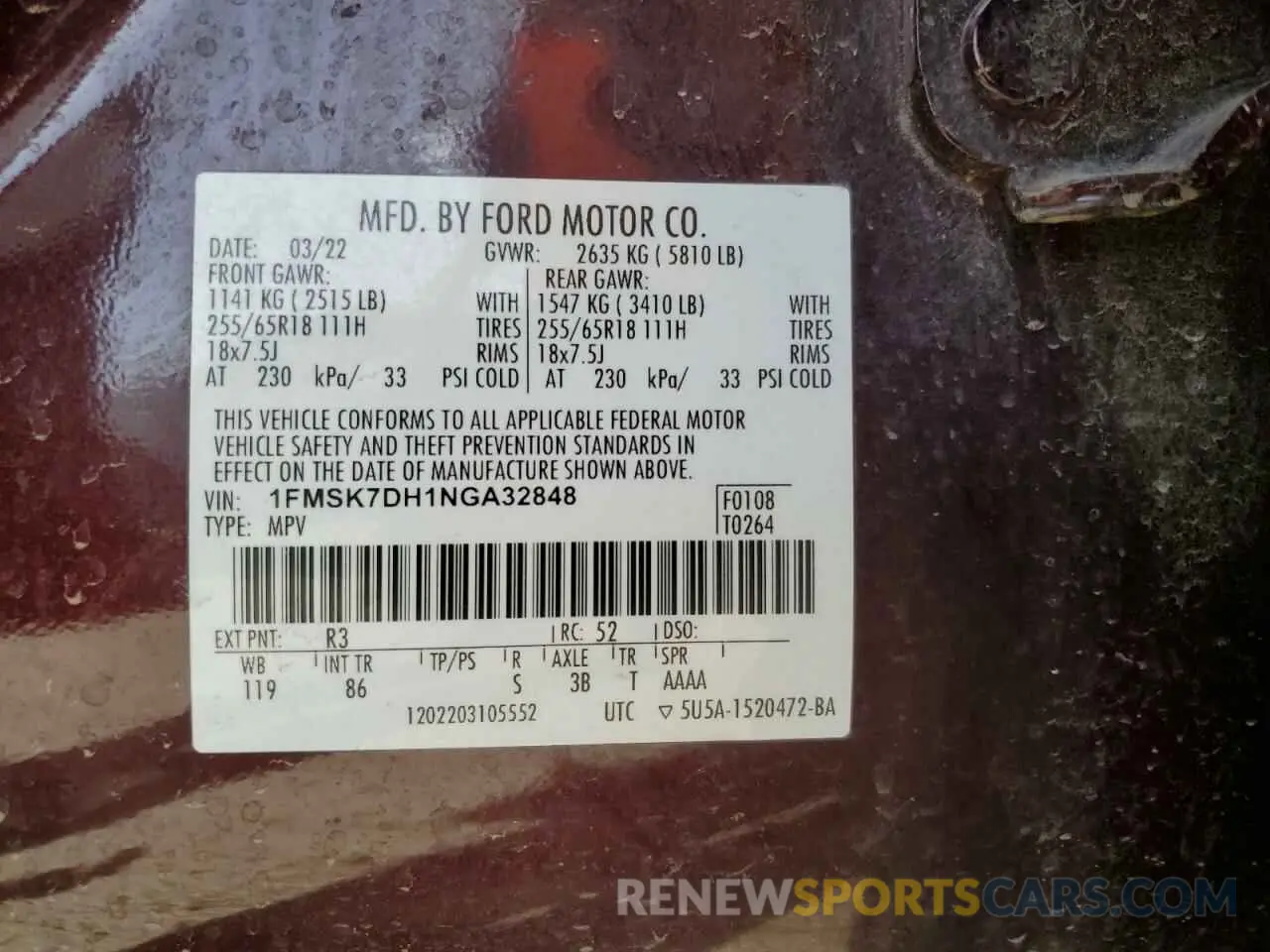 13 Photograph of a damaged car 1FMSK7DH1NGA32848 FORD EXPLORER 2022