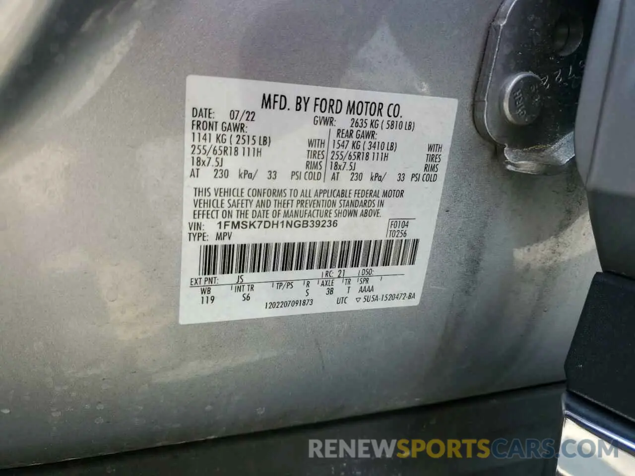 13 Photograph of a damaged car 1FMSK7DH1NGB39236 FORD EXPLORER 2022