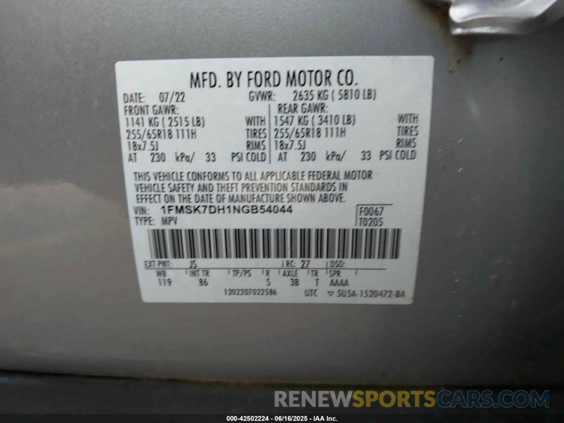 9 Photograph of a damaged car 1FMSK7DH1NGB54044 FORD EXPLORER 2022