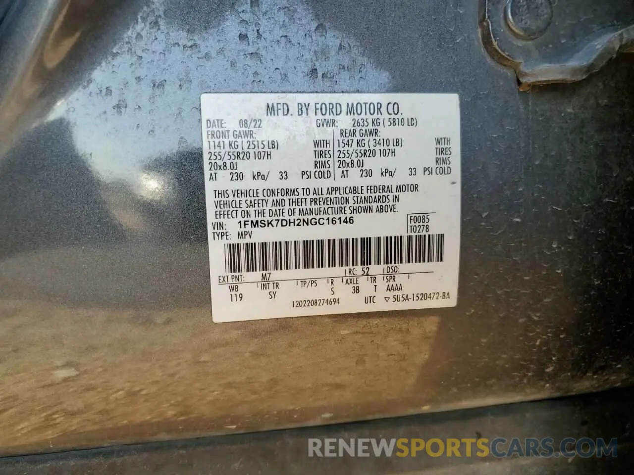 14 Photograph of a damaged car 1FMSK7DH2NGC16146 FORD EXPLORER 2022