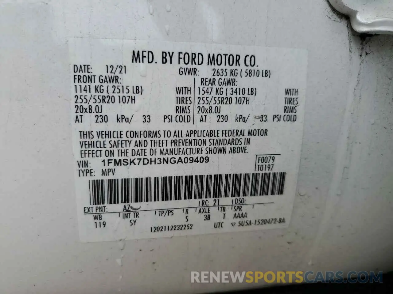 13 Photograph of a damaged car 1FMSK7DH3NGA09409 FORD EXPLORER 2022