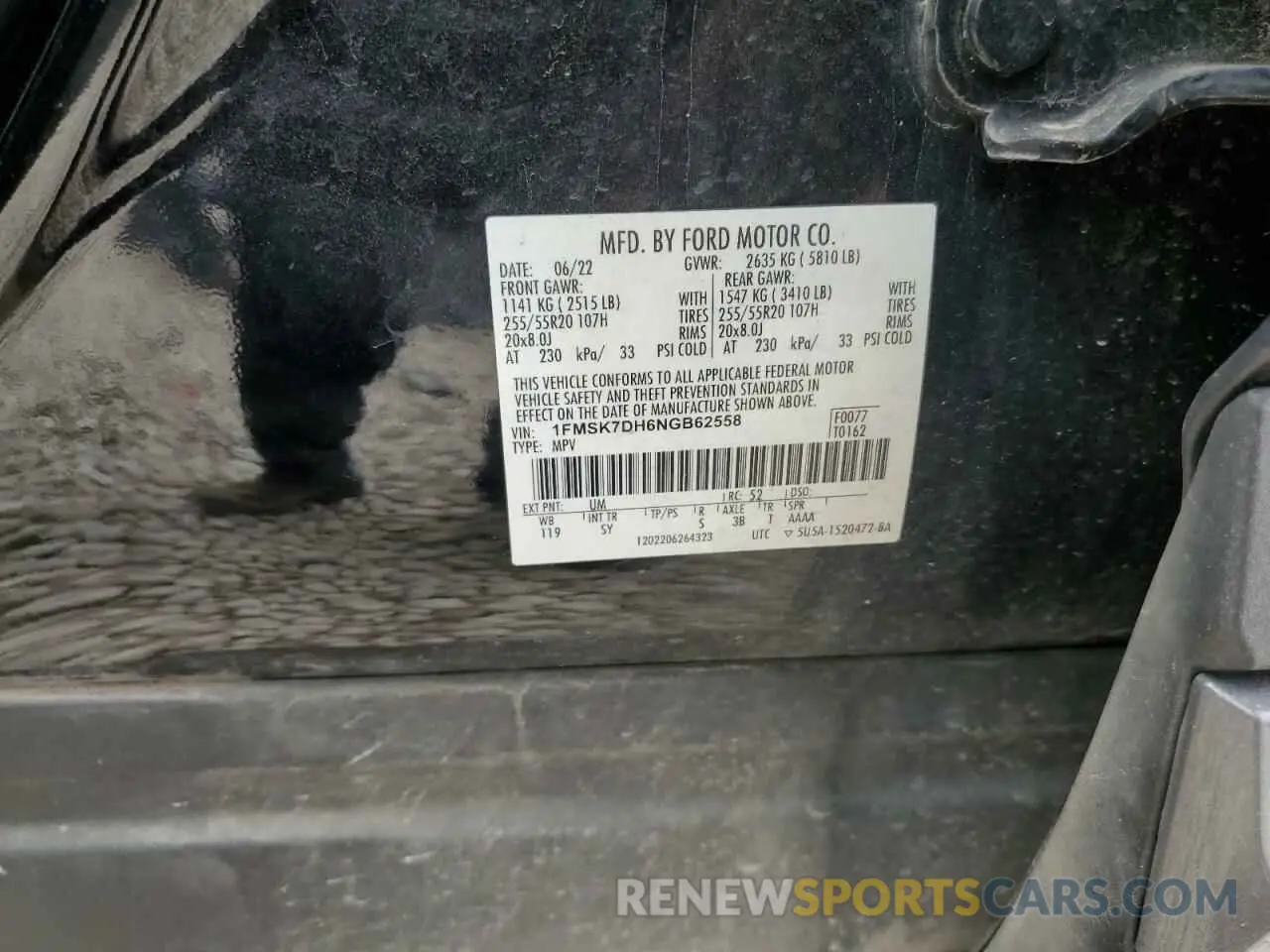 13 Photograph of a damaged car 1FMSK7DH6NGB62558 FORD EXPLORER 2022