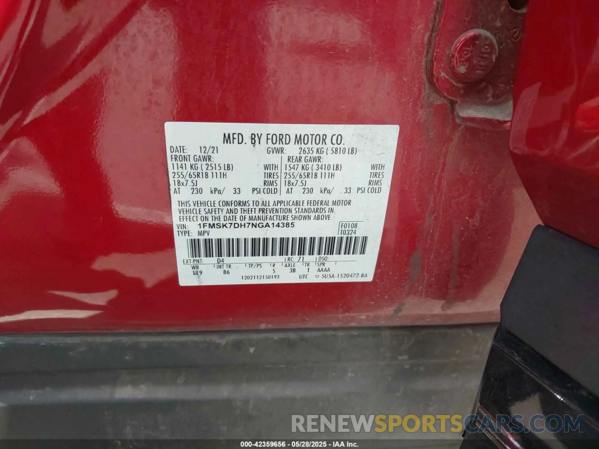 9 Photograph of a damaged car 1FMSK7DH7NGA14385 FORD EXPLORER 2022