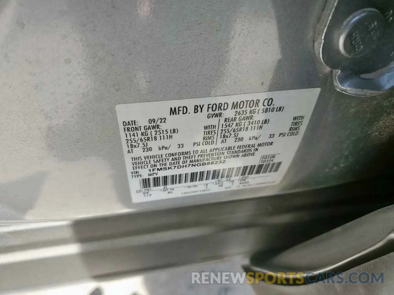 13 Photograph of a damaged car 1FMSK7DH7NGB88232 FORD EXPLORER 2022
