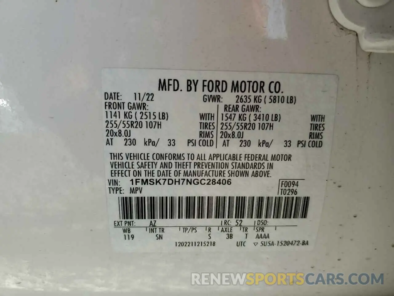 13 Photograph of a damaged car 1FMSK7DH7NGC28406 FORD EXPLORER 2022