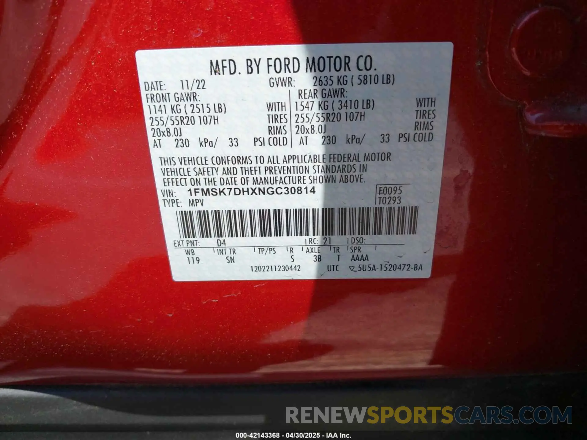 9 Photograph of a damaged car 1FMSK7DHXNGC30814 FORD EXPLORER 2022