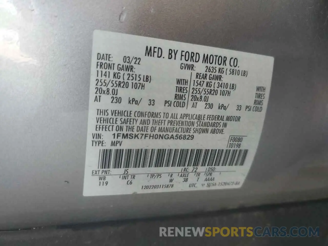 13 Photograph of a damaged car 1FMSK7FH0NGA56829 FORD EXPLORER 2022