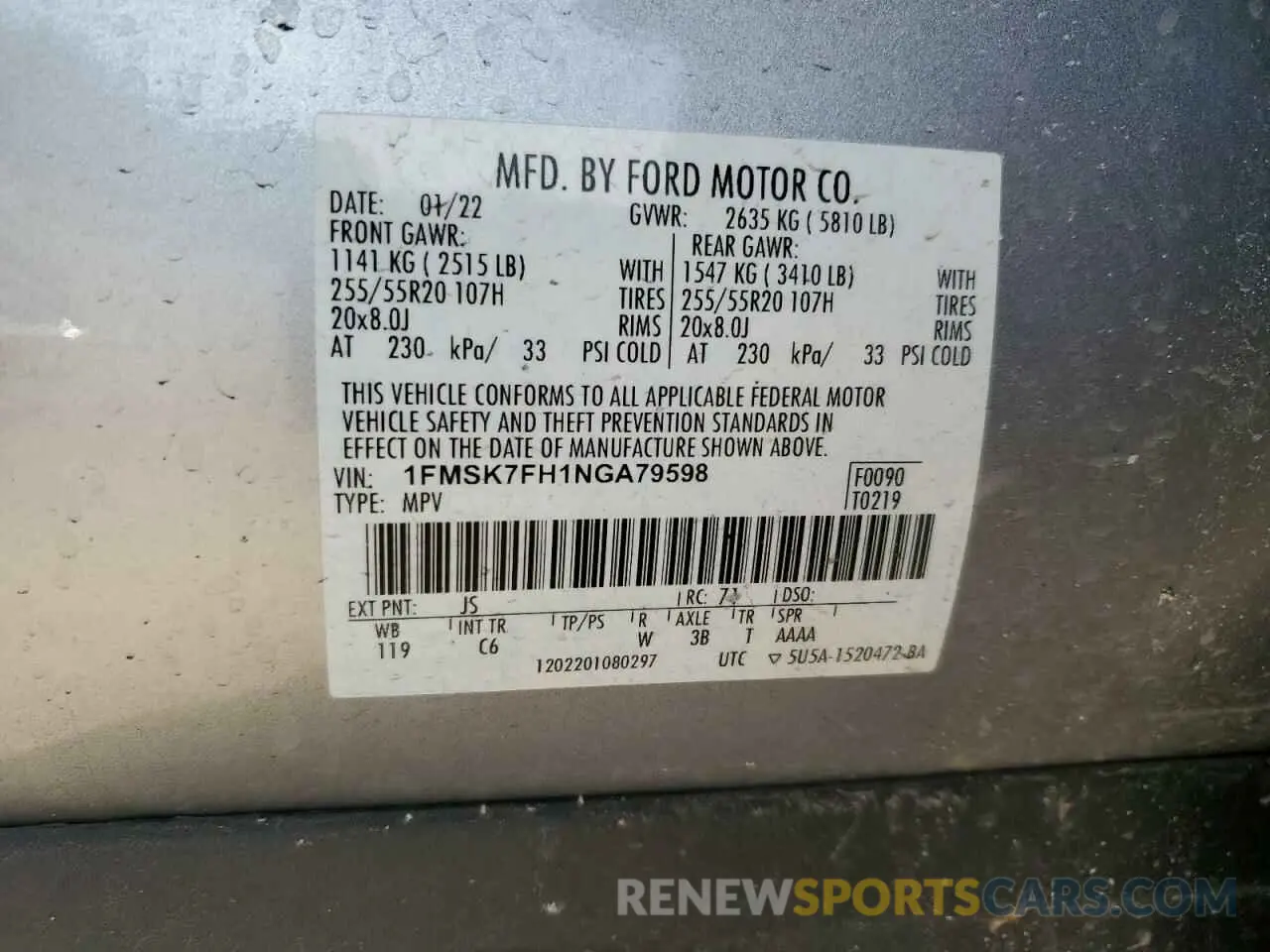 15 Photograph of a damaged car 1FMSK7FH1NGA79598 FORD EXPLORER 2022