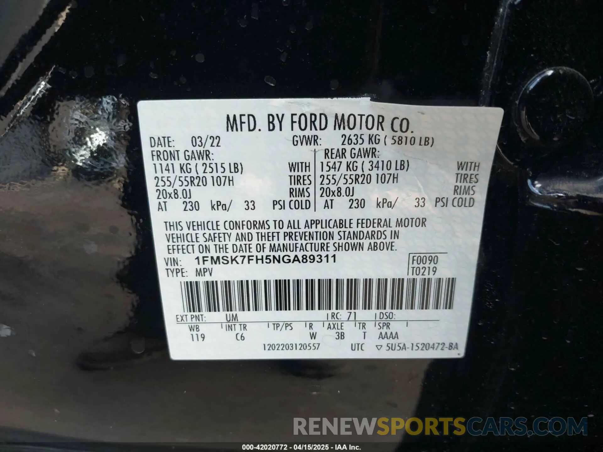 9 Photograph of a damaged car 1FMSK7FH5NGA89311 FORD EXPLORER 2022