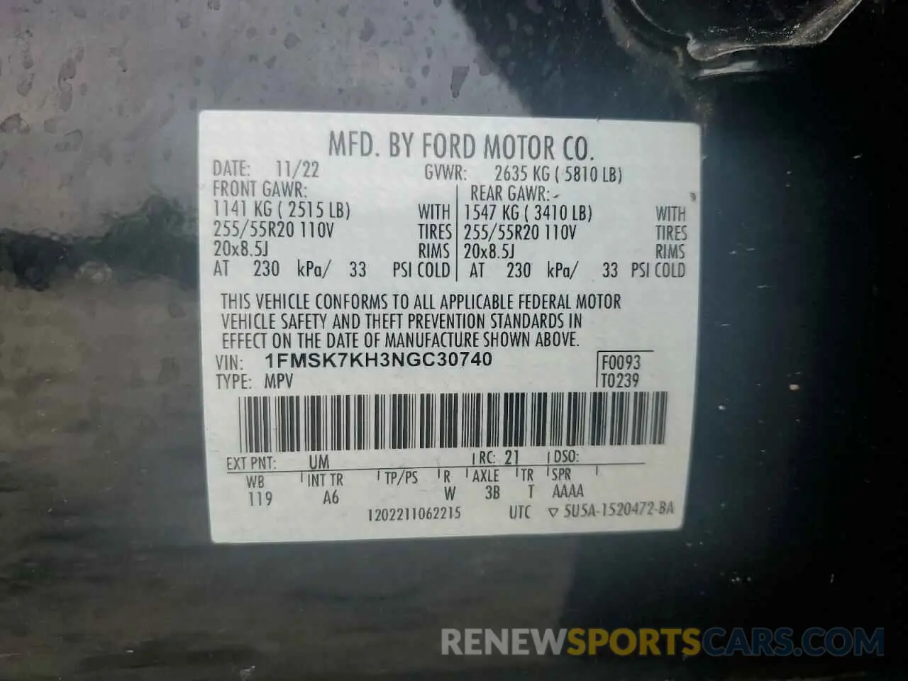 13 Photograph of a damaged car 1FMSK7KH3NGC30740 FORD EXPLORER 2022