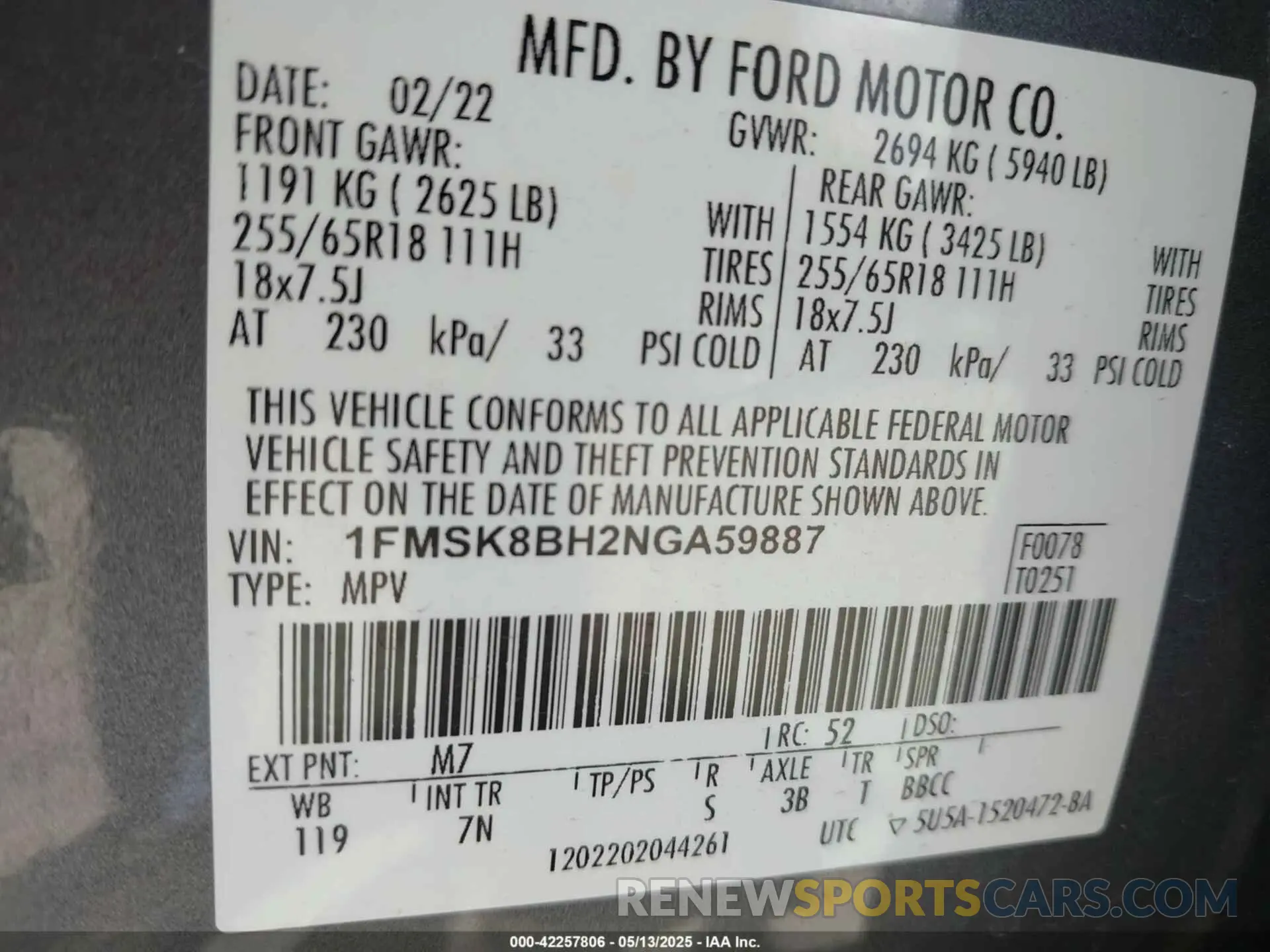 9 Photograph of a damaged car 1FMSK8BH2NGA59887 FORD EXPLORER 2022