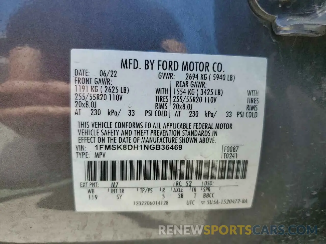 12 Photograph of a damaged car 1FMSK8DH1NGB36469 FORD EXPLORER 2022