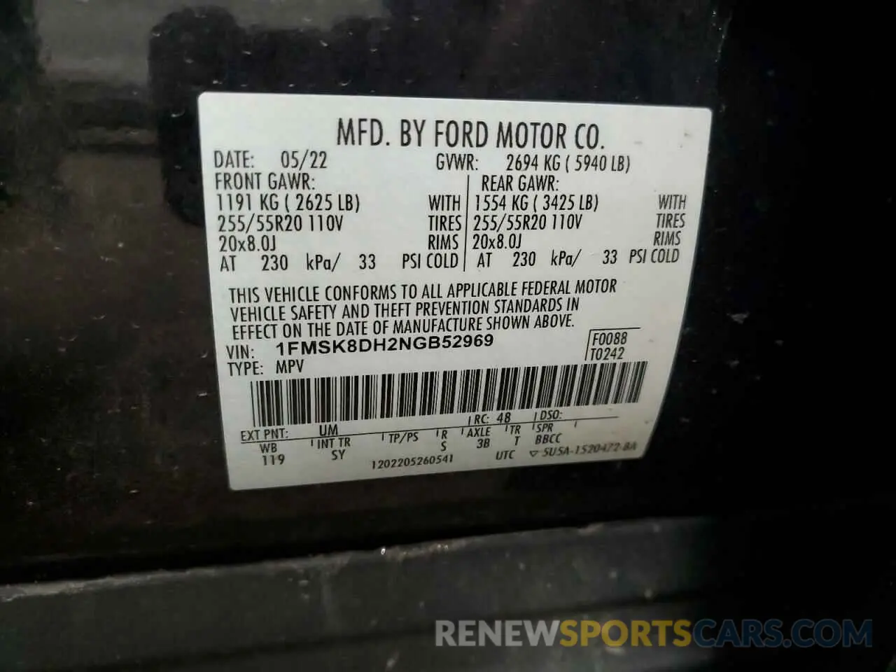 15 Photograph of a damaged car 1FMSK8DH2NGB52969 FORD EXPLORER 2022