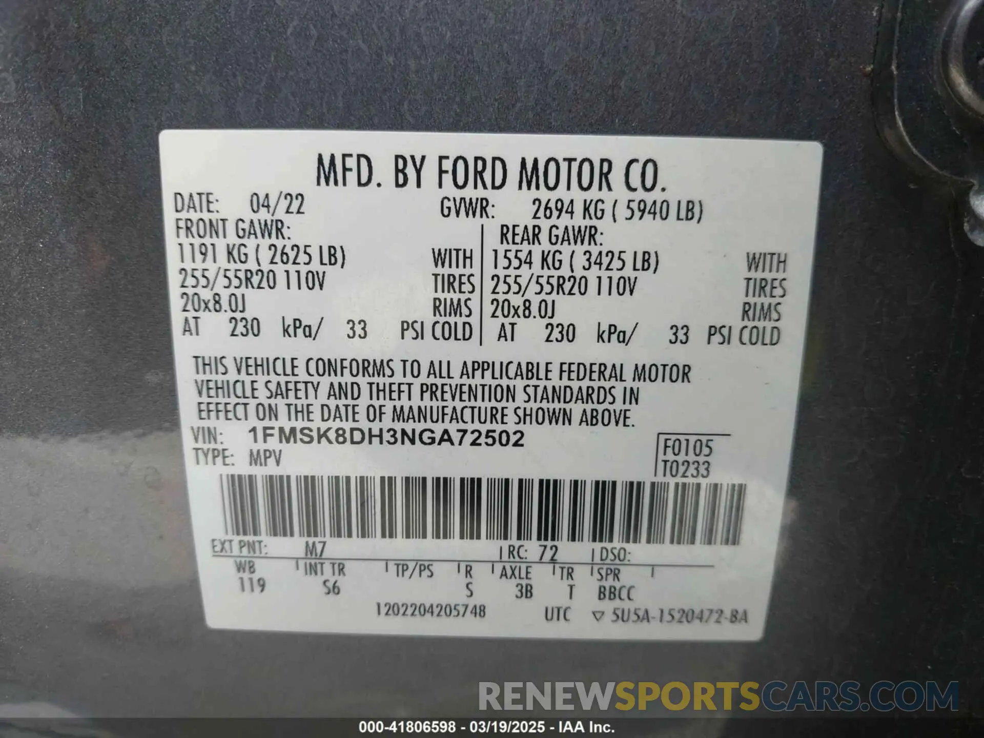 9 Photograph of a damaged car 1FMSK8DH3NGA72502 FORD EXPLORER 2022