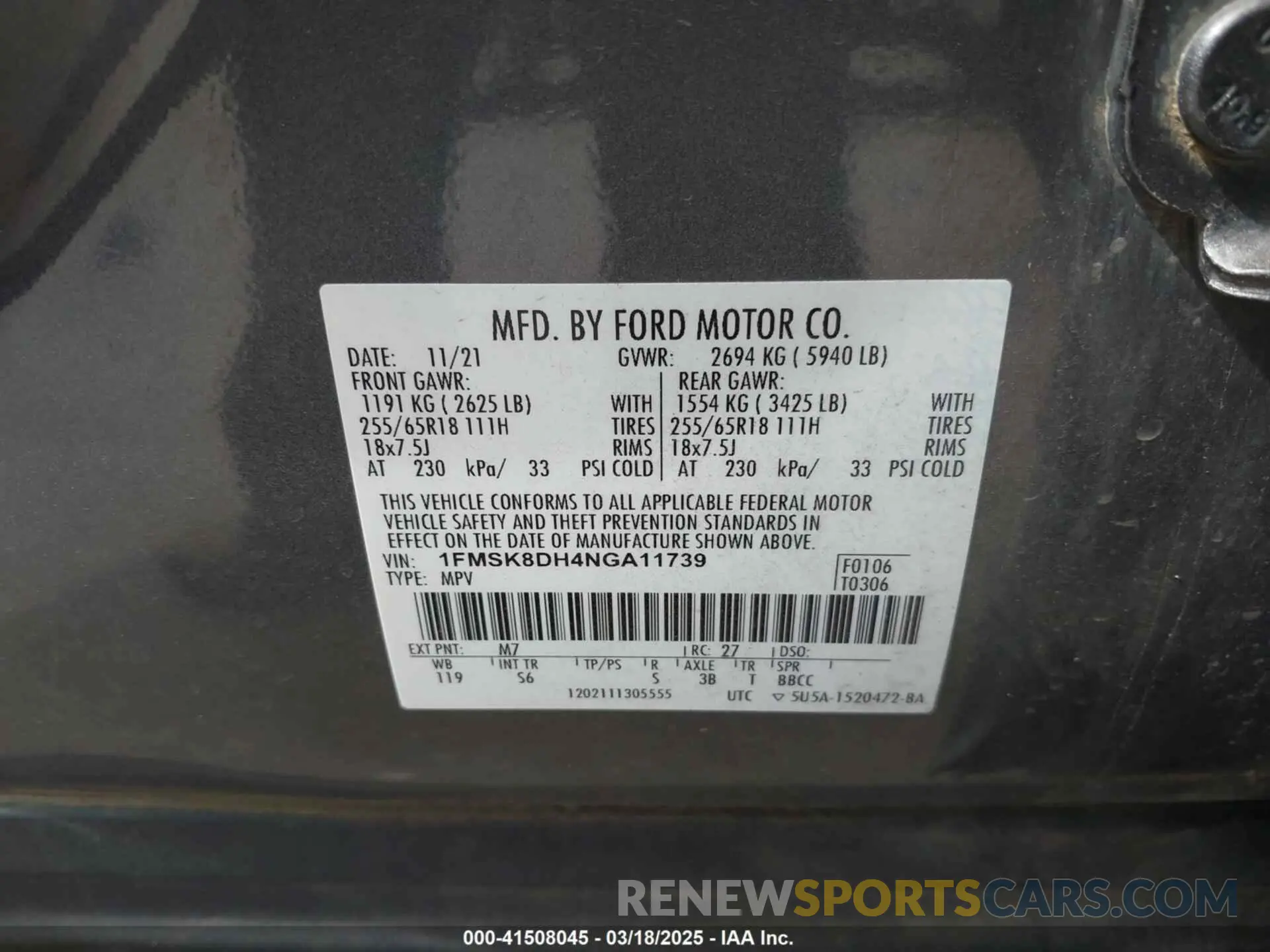 9 Photograph of a damaged car 1FMSK8DH4NGA11739 FORD EXPLORER 2022