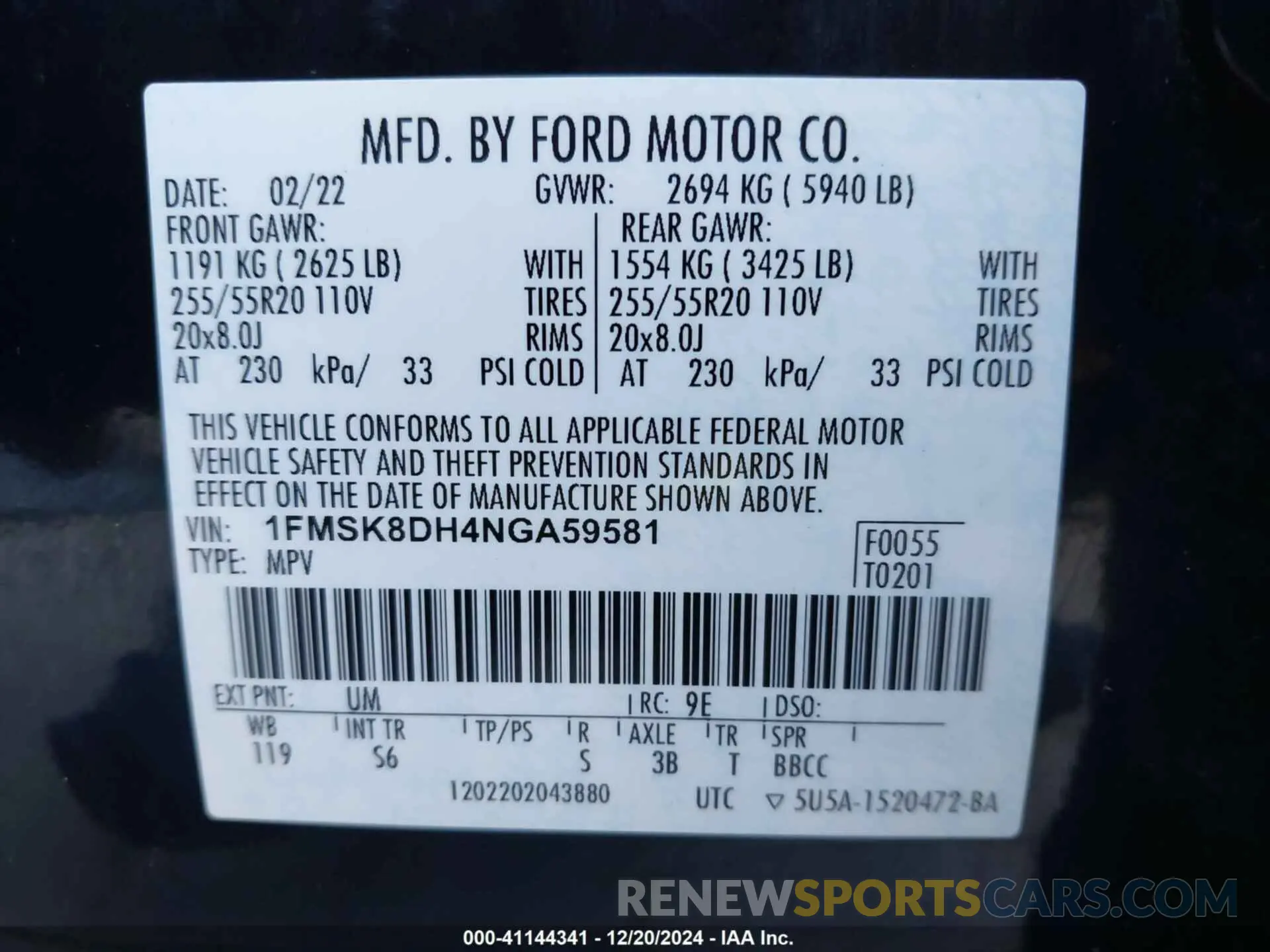 9 Photograph of a damaged car 1FMSK8DH4NGA59581 FORD EXPLORER 2022
