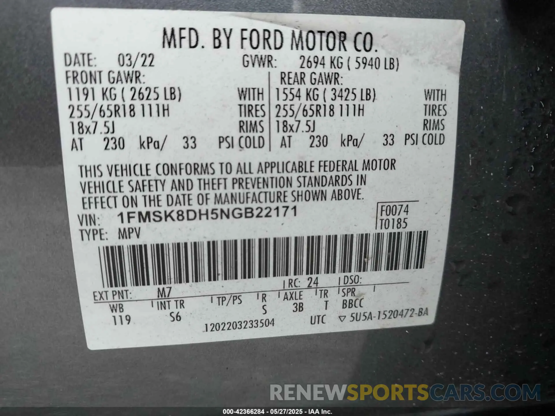 9 Photograph of a damaged car 1FMSK8DH5NGB22171 FORD EXPLORER 2022