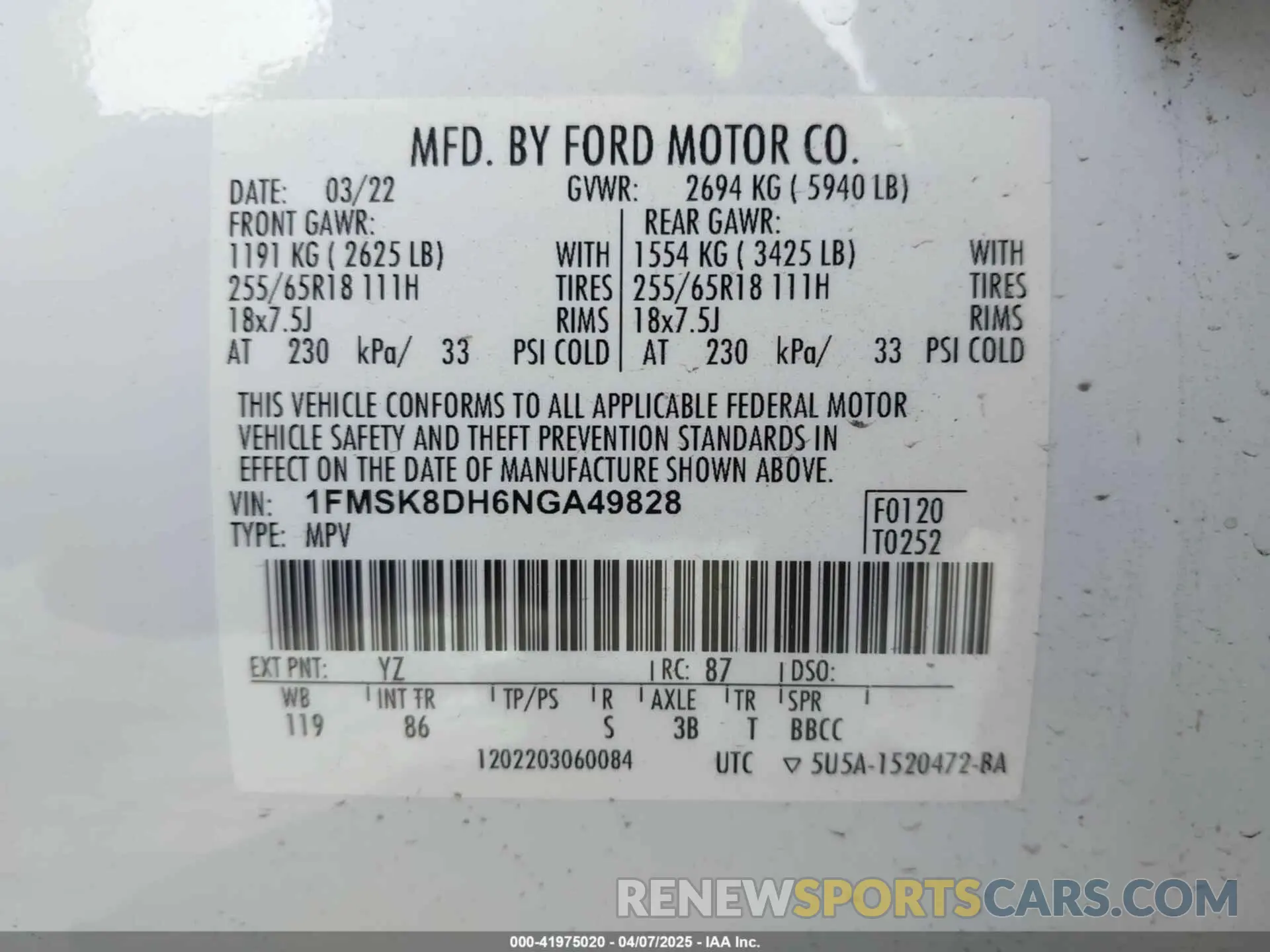 9 Photograph of a damaged car 1FMSK8DH6NGA49828 FORD EXPLORER 2022