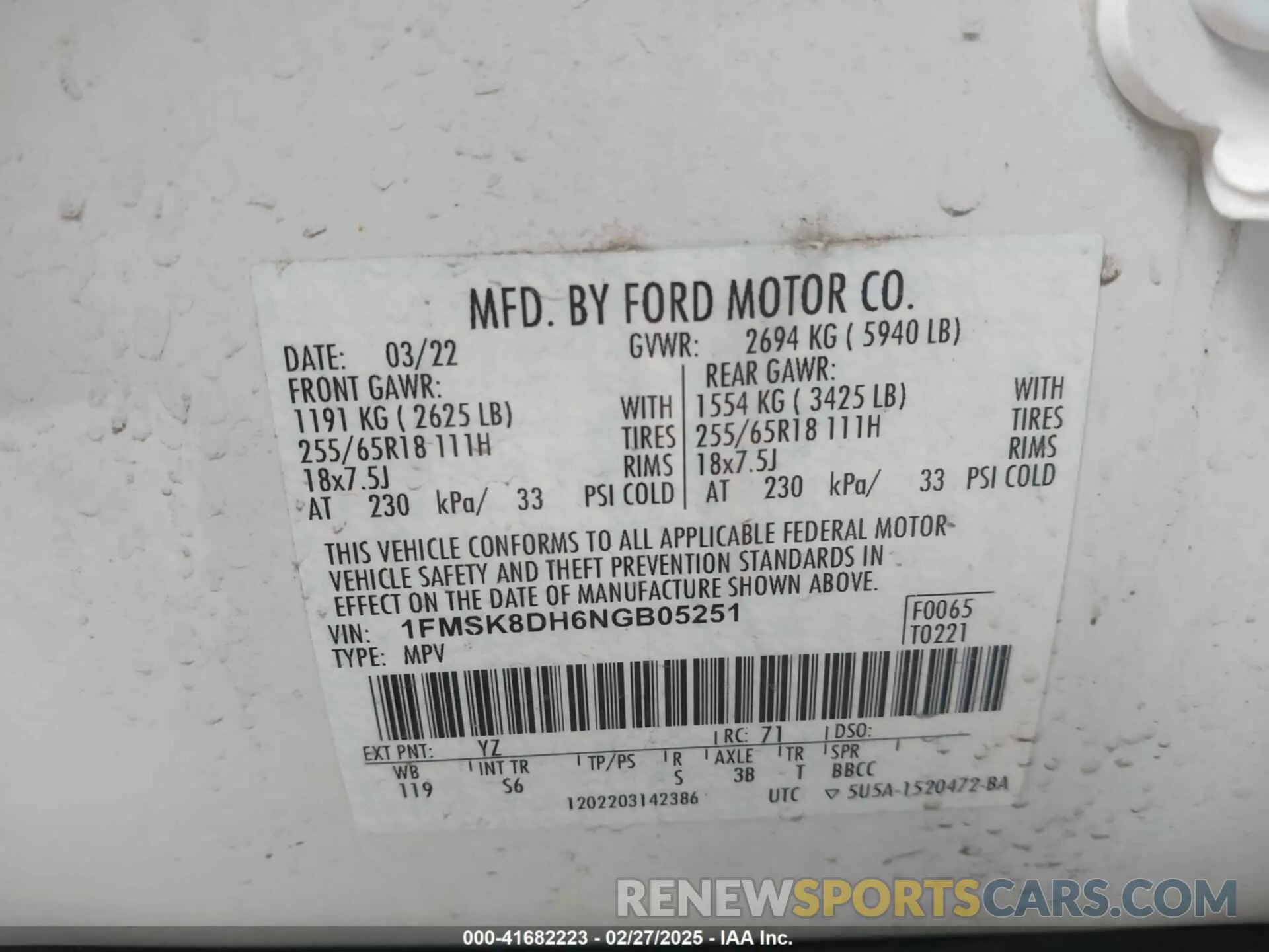9 Photograph of a damaged car 1FMSK8DH6NGB05251 FORD EXPLORER 2022