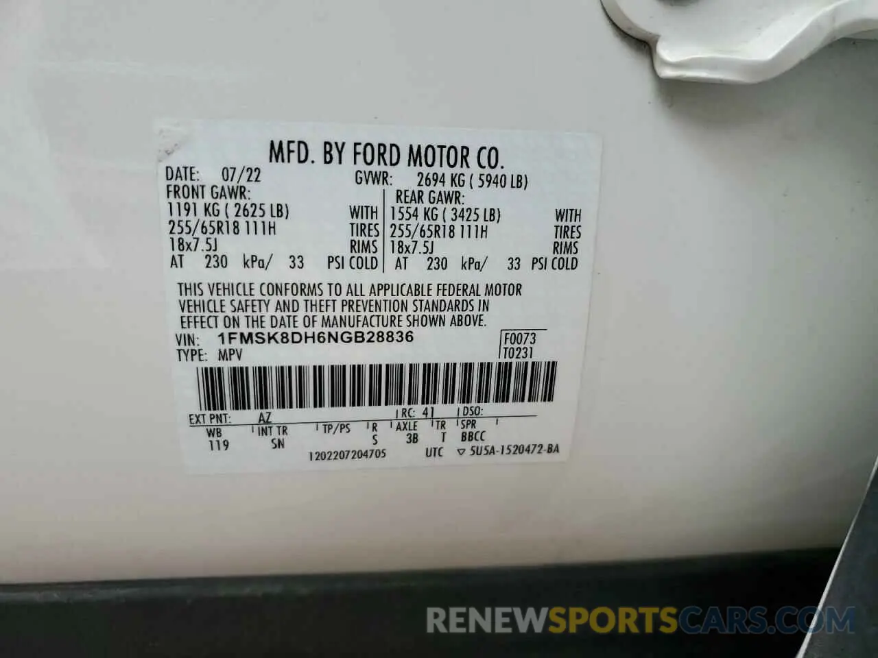 13 Photograph of a damaged car 1FMSK8DH6NGB28836 FORD EXPLORER 2022