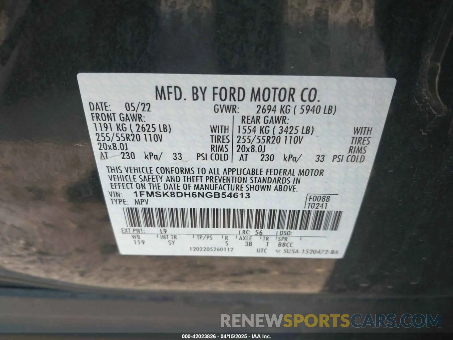 9 Photograph of a damaged car 1FMSK8DH6NGB54613 FORD EXPLORER 2022