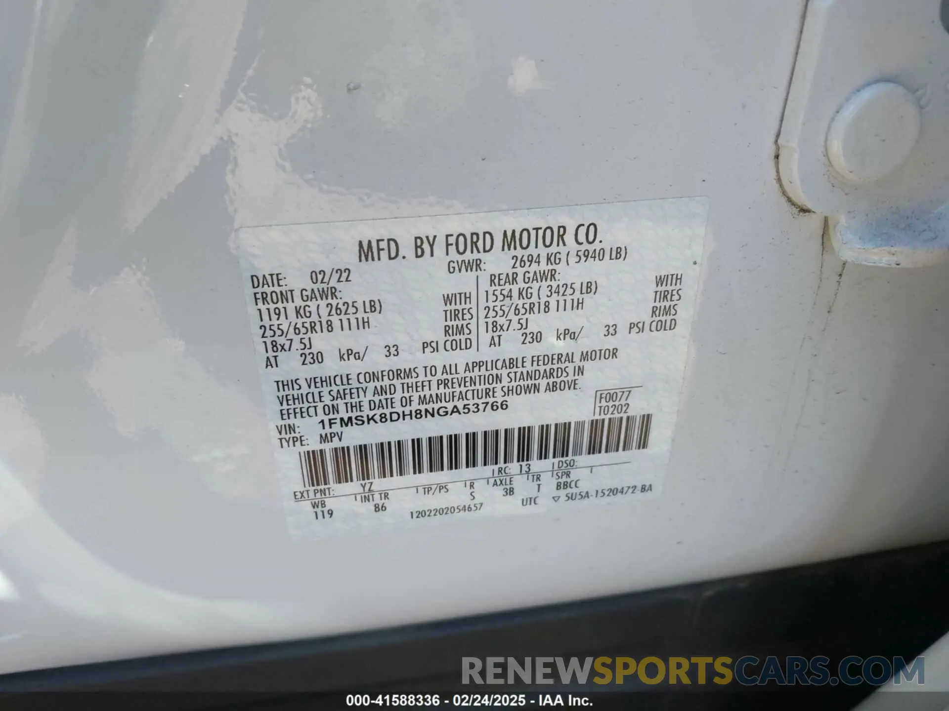 9 Photograph of a damaged car 1FMSK8DH8NGA53766 FORD EXPLORER 2022