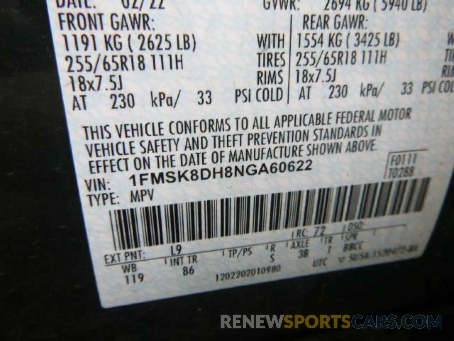 18 Photograph of a damaged car 1FMSK8DH8NGA60622 FORD EXPLORER 2022