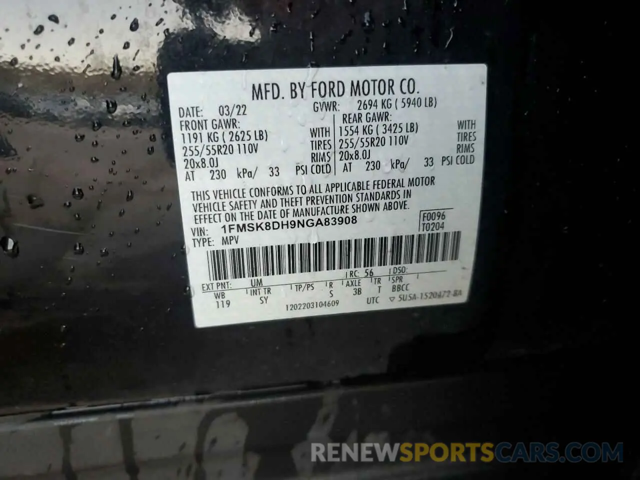 14 Photograph of a damaged car 1FMSK8DH9NGA83908 FORD EXPLORER 2022