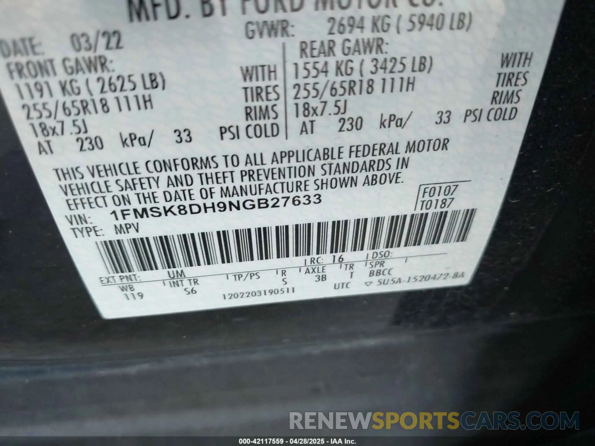 9 Photograph of a damaged car 1FMSK8DH9NGB27633 FORD EXPLORER 2022