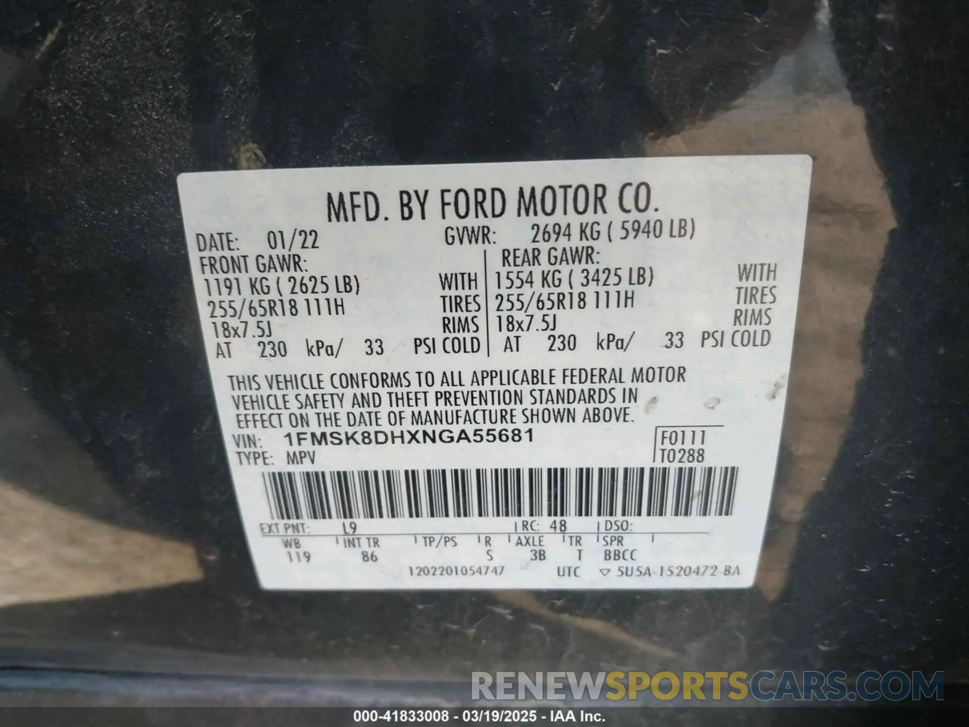 9 Photograph of a damaged car 1FMSK8DHXNGA55681 FORD EXPLORER 2022