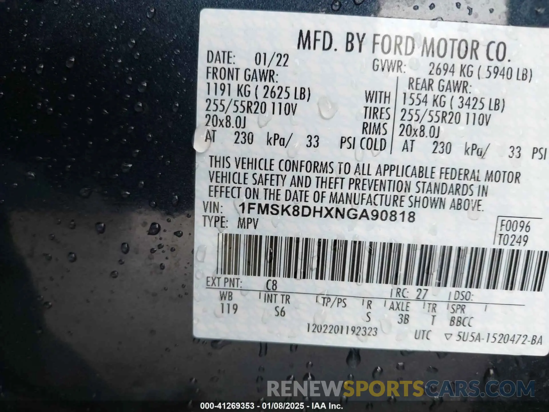 9 Photograph of a damaged car 1FMSK8DHXNGA90818 FORD EXPLORER 2022