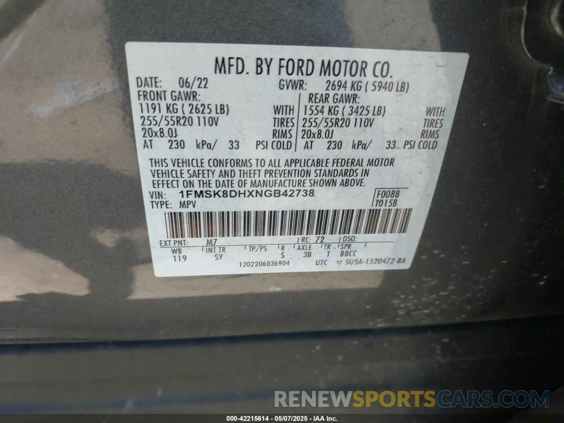 9 Photograph of a damaged car 1FMSK8DHXNGB42738 FORD EXPLORER 2022