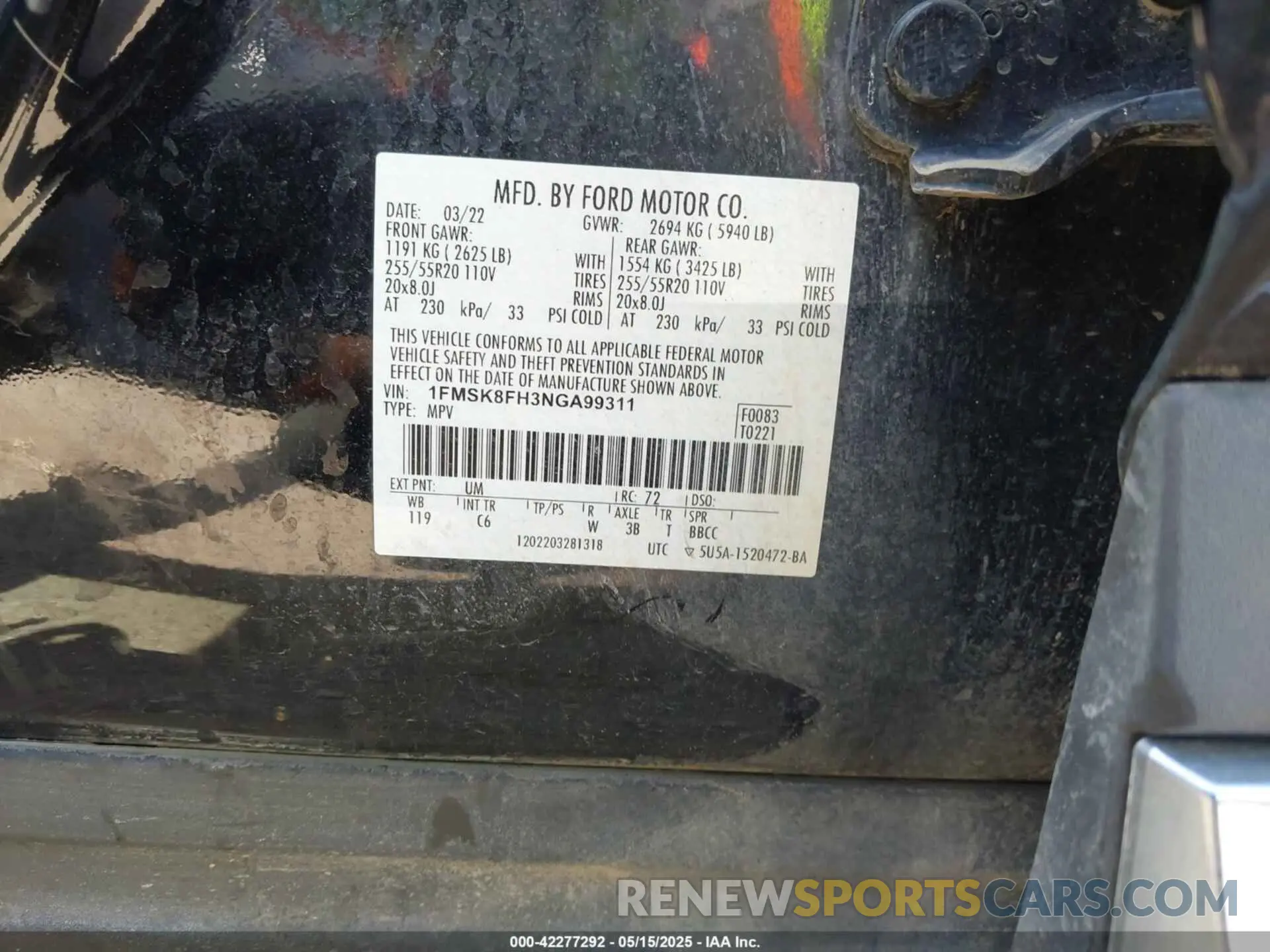 9 Photograph of a damaged car 1FMSK8FH3NGA99311 FORD EXPLORER 2022