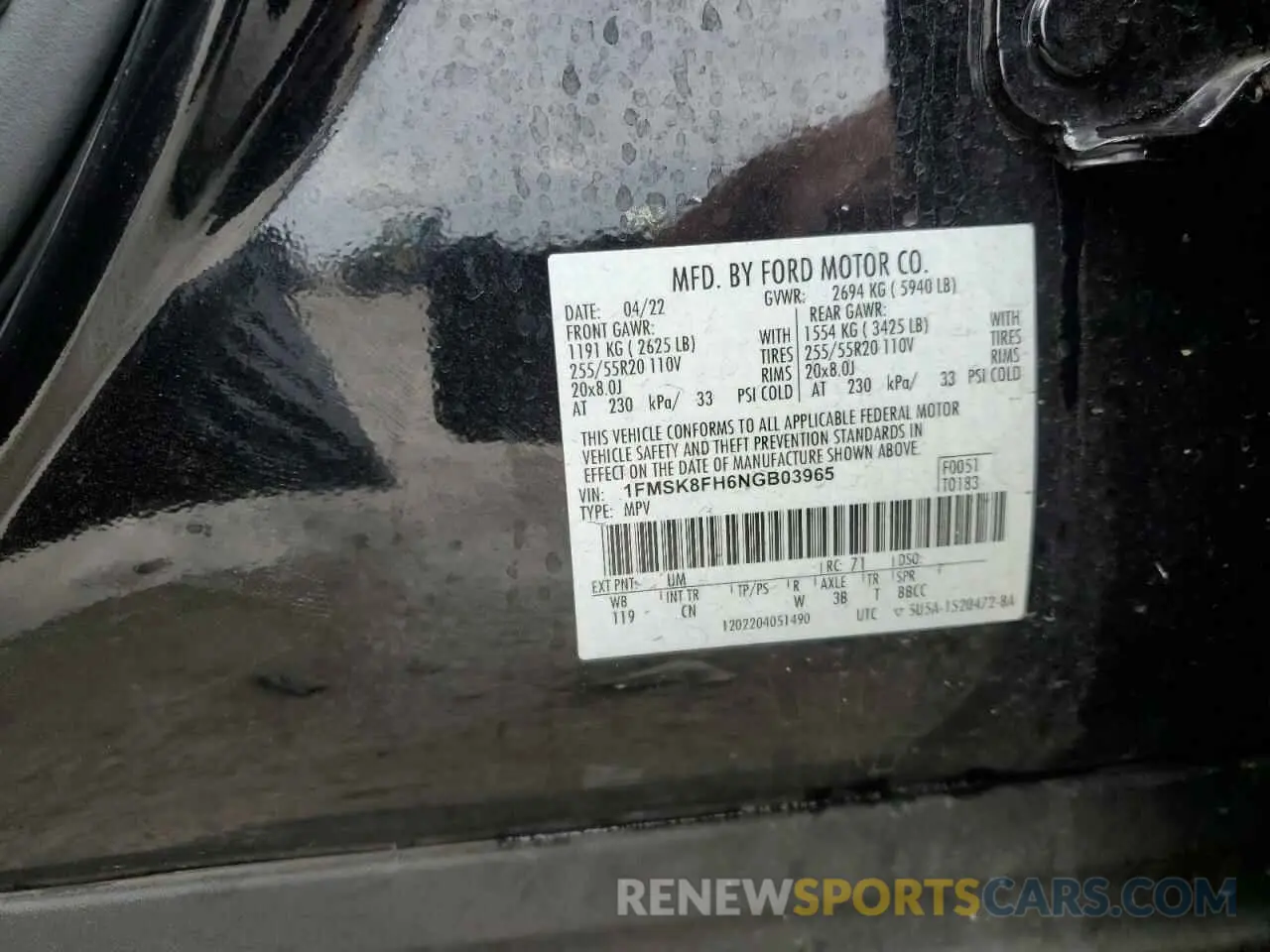 13 Photograph of a damaged car 1FMSK8FH6NGB03965 FORD EXPLORER 2022