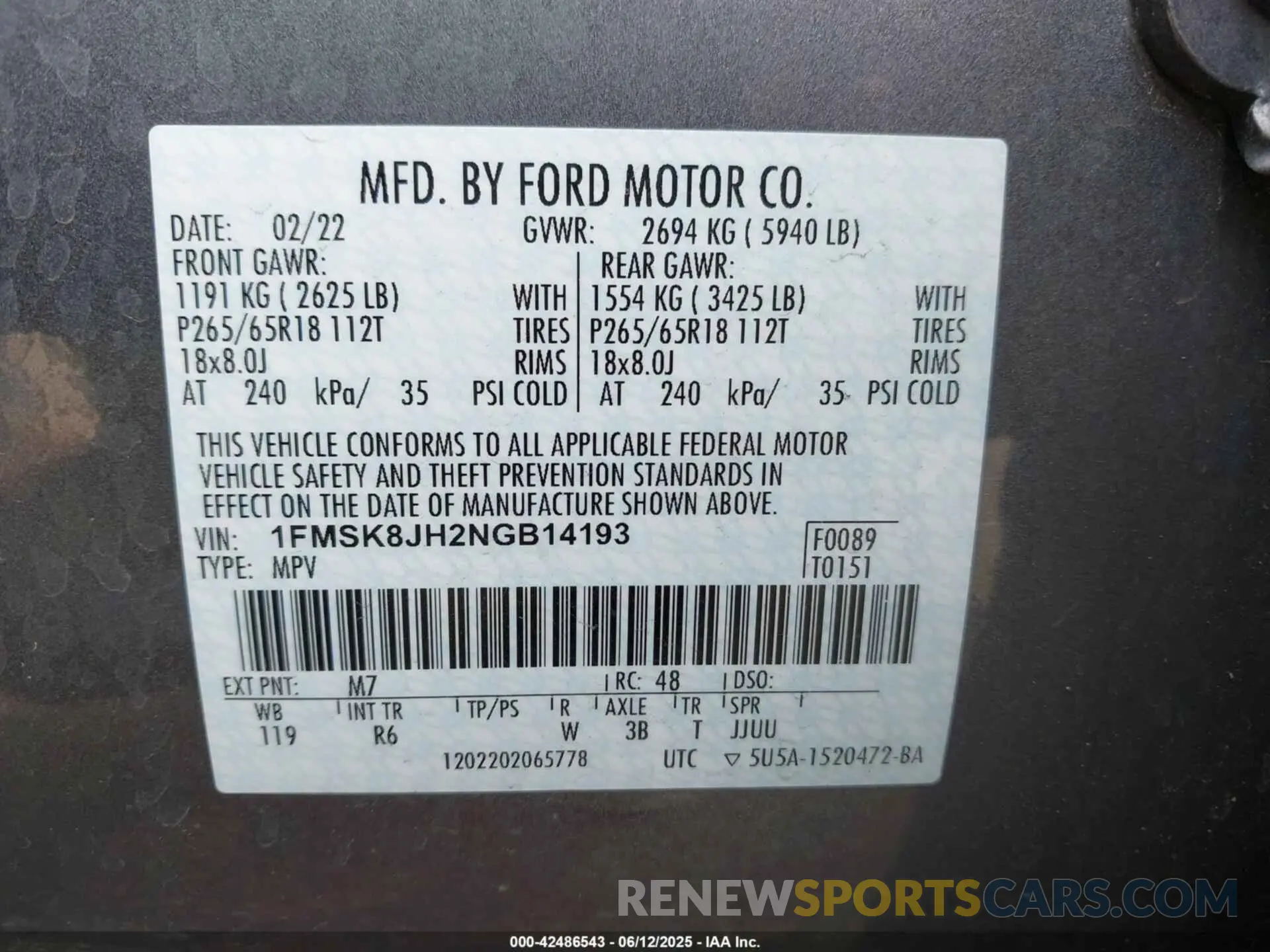 9 Photograph of a damaged car 1FMSK8JH2NGB14193 FORD EXPLORER 2022