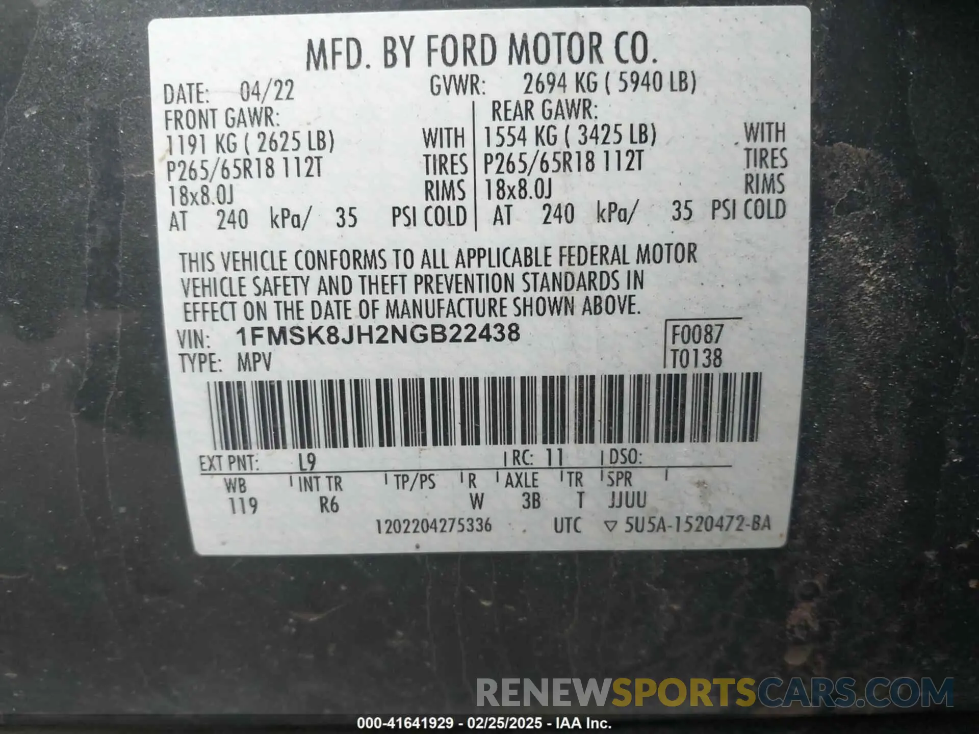 9 Photograph of a damaged car 1FMSK8JH2NGB22438 FORD EXPLORER 2022