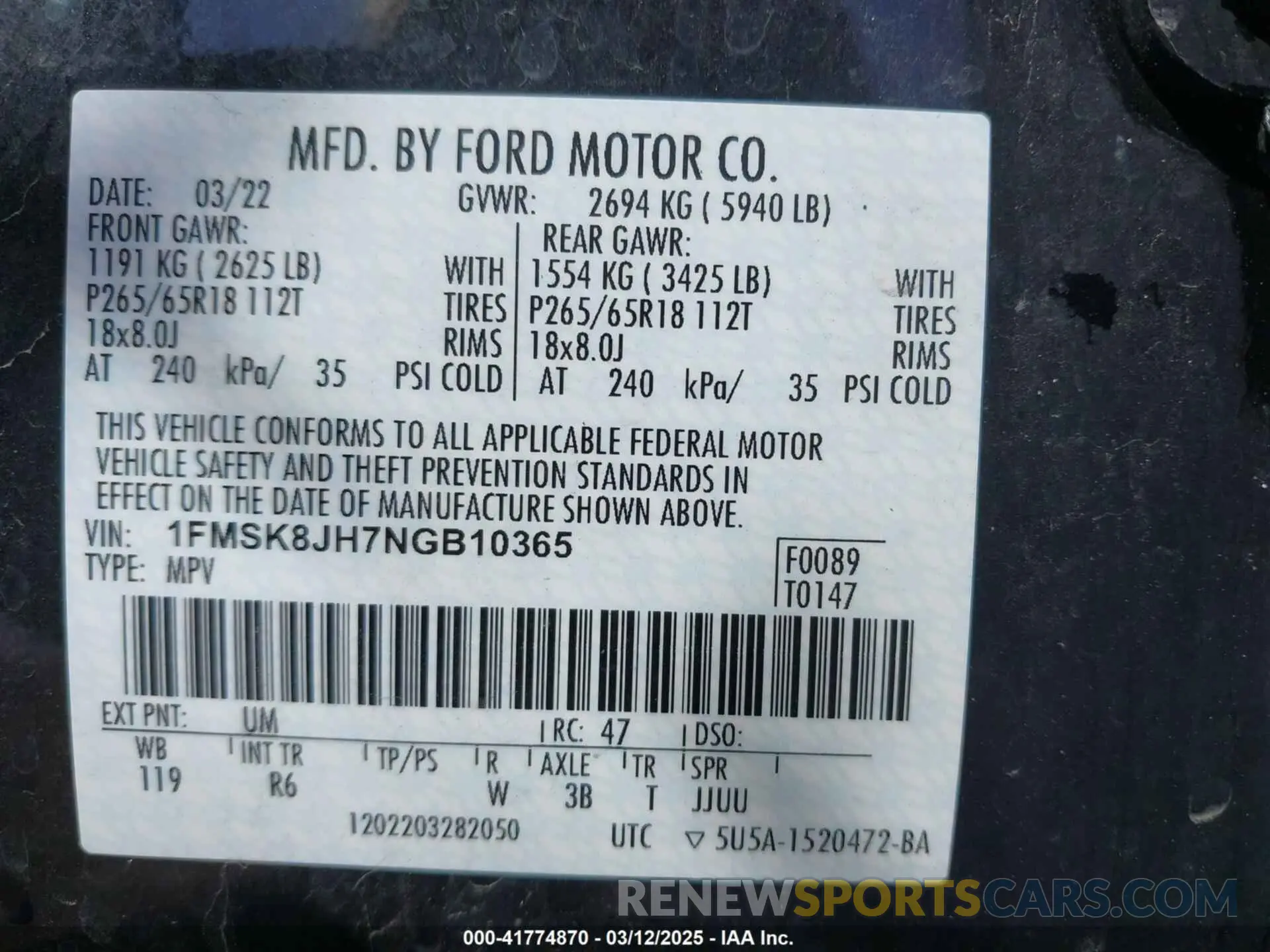9 Photograph of a damaged car 1FMSK8JH7NGB10365 FORD EXPLORER 2022
