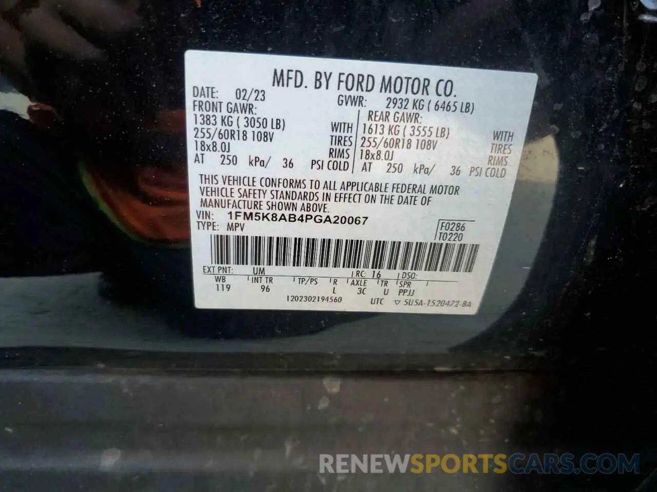 13 Photograph of a damaged car 1FM5K8AB4PGA20067 FORD EXPLORER 2023