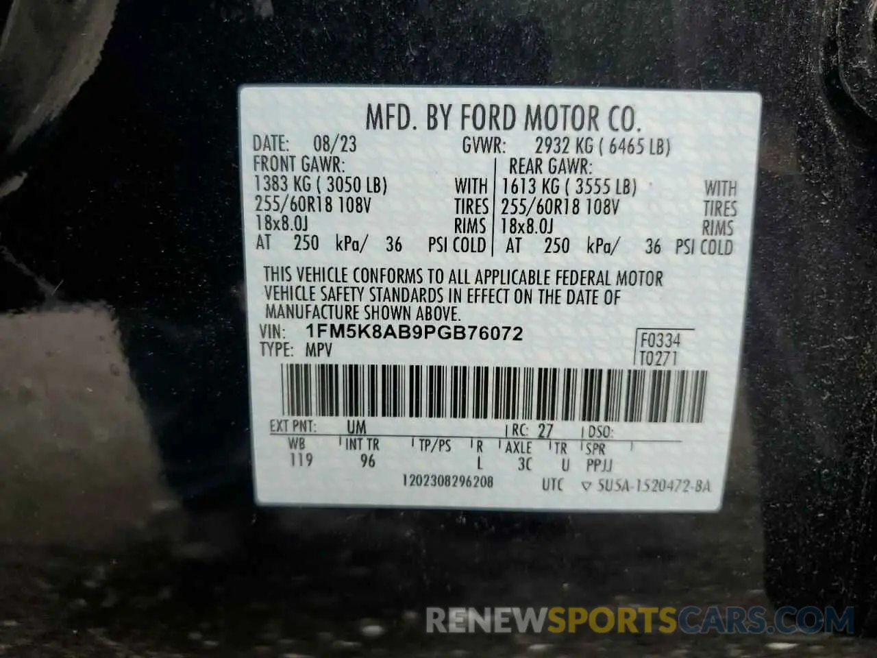 13 Photograph of a damaged car 1FM5K8AB9PGB76072 FORD EXPLORER 2023