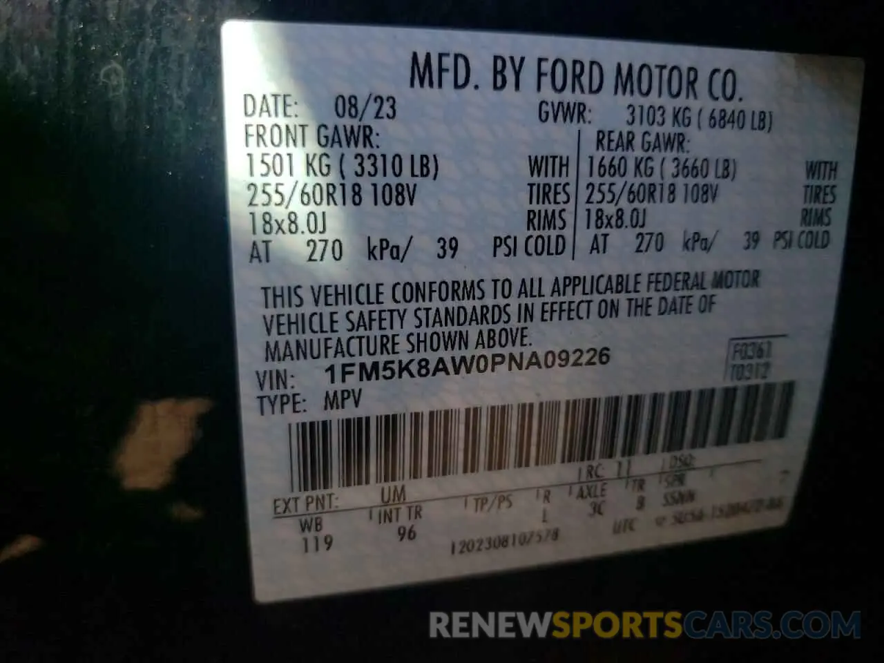 14 Photograph of a damaged car 1FM5K8AW0PNA09226 FORD EXPLORER 2023