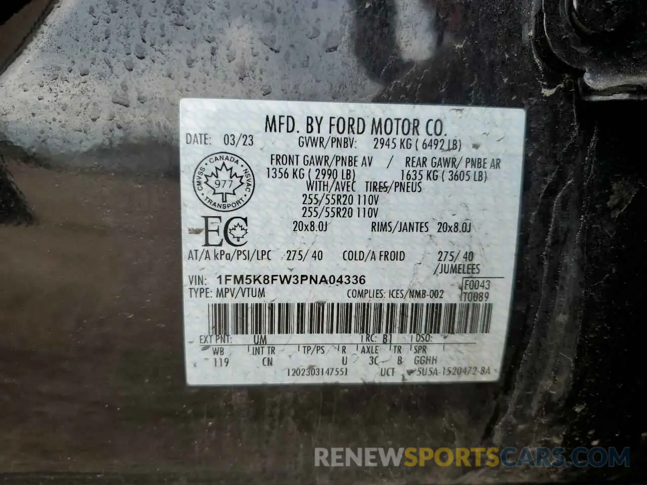 13 Photograph of a damaged car 1FM5K8FW3PNA04336 FORD EXPLORER 2023