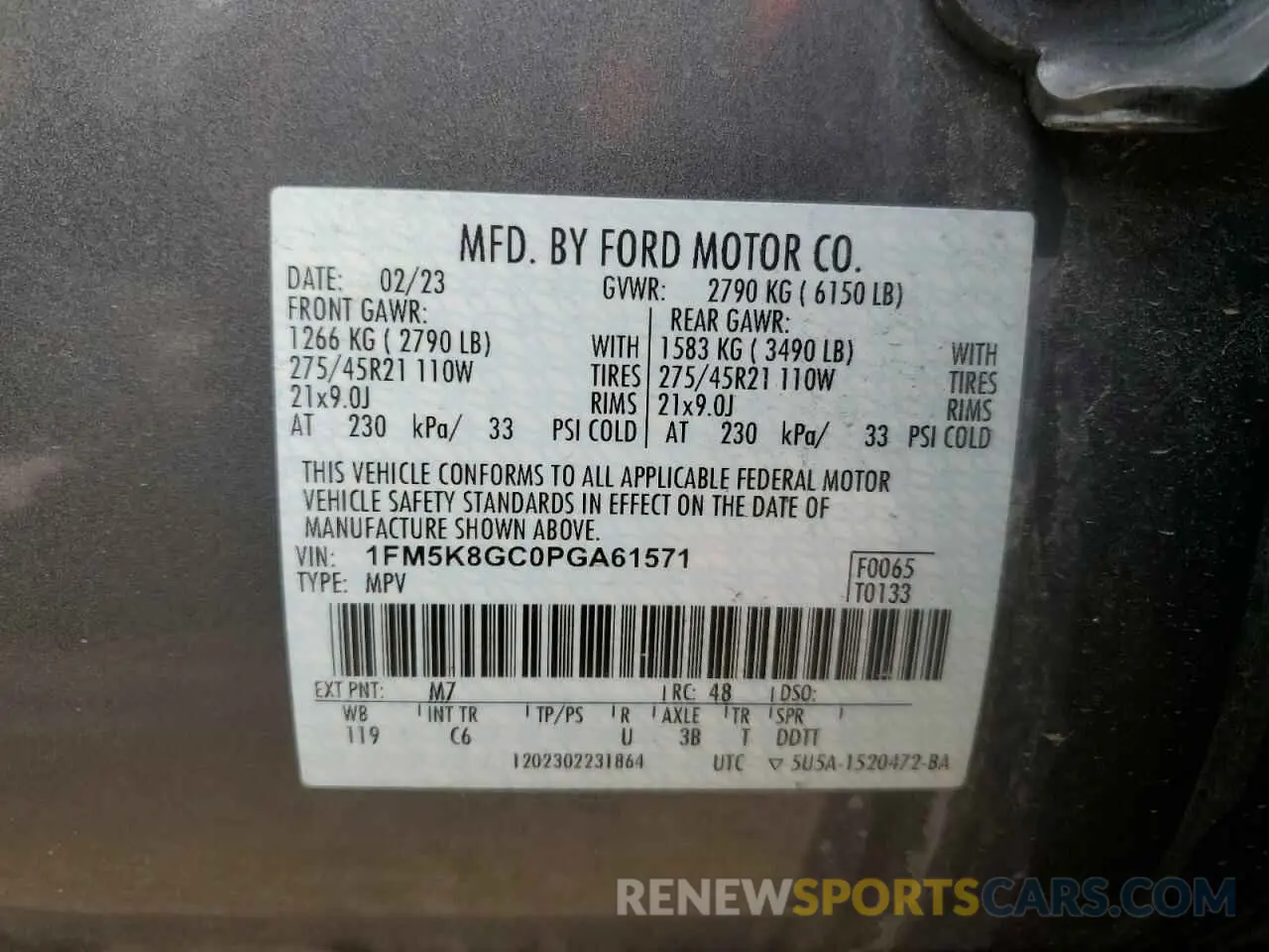 14 Photograph of a damaged car 1FM5K8GC0PGA61571 FORD EXPLORER 2023