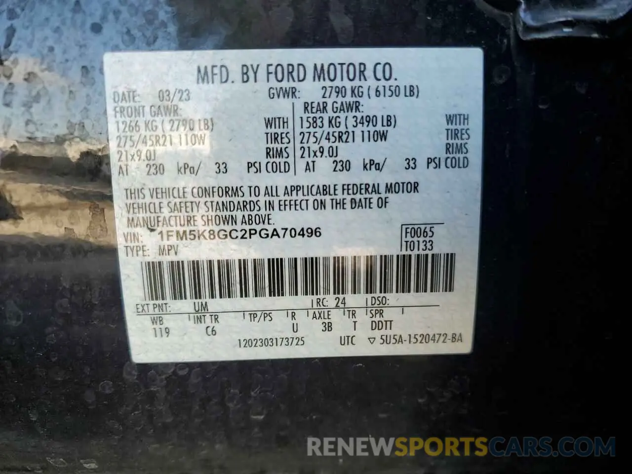 13 Photograph of a damaged car 1FM5K8GC2PGA70496 FORD EXPLORER 2023