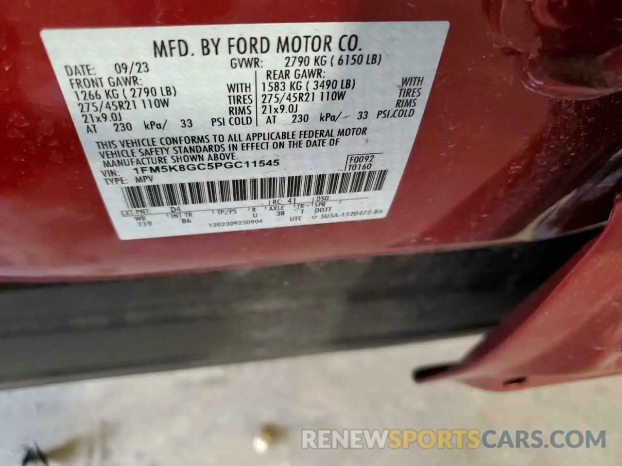 12 Photograph of a damaged car 1FM5K8GC5PGC11545 FORD EXPLORER 2023
