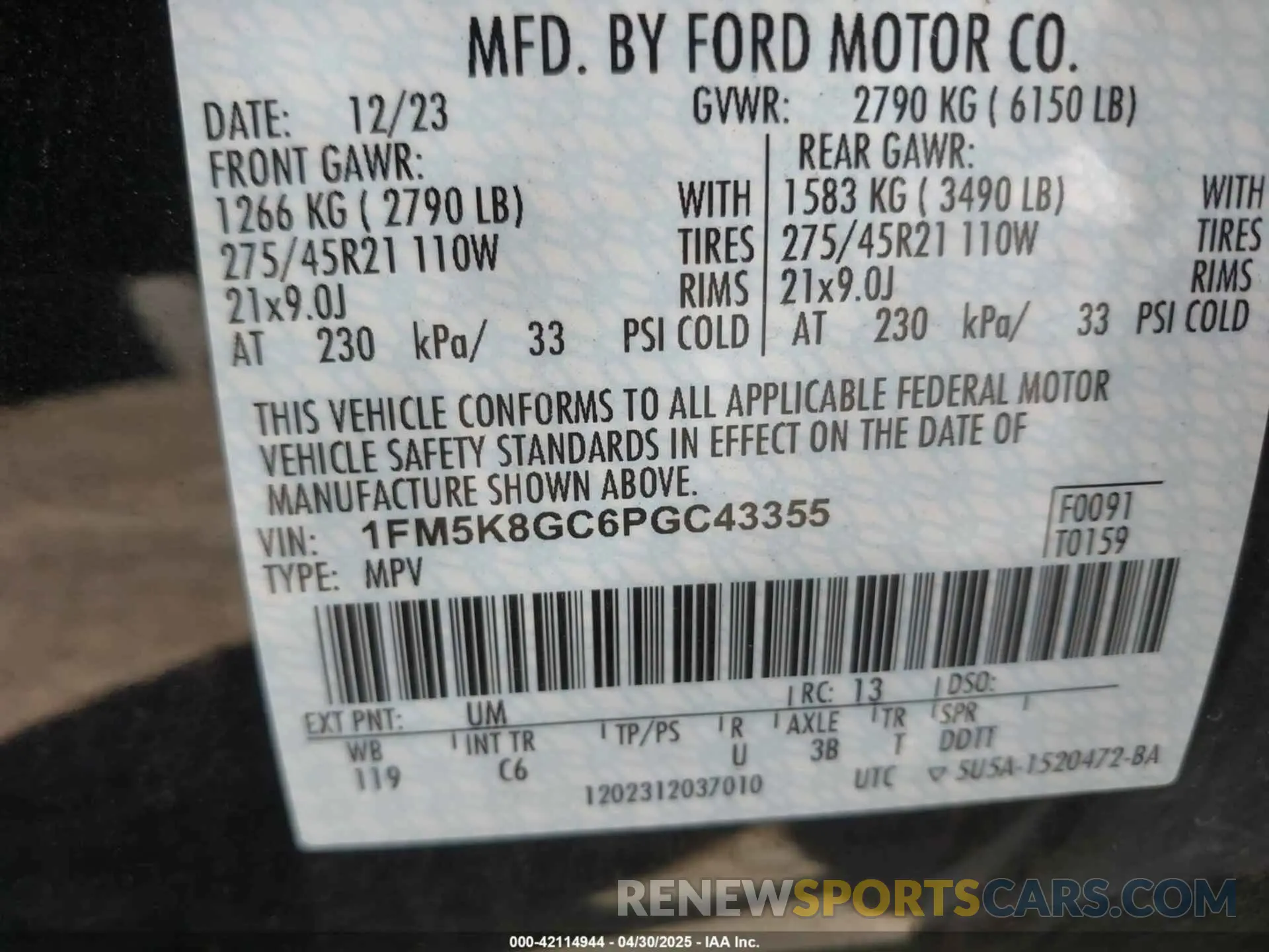 9 Photograph of a damaged car 1FM5K8GC6PGC43355 FORD EXPLORER 2023