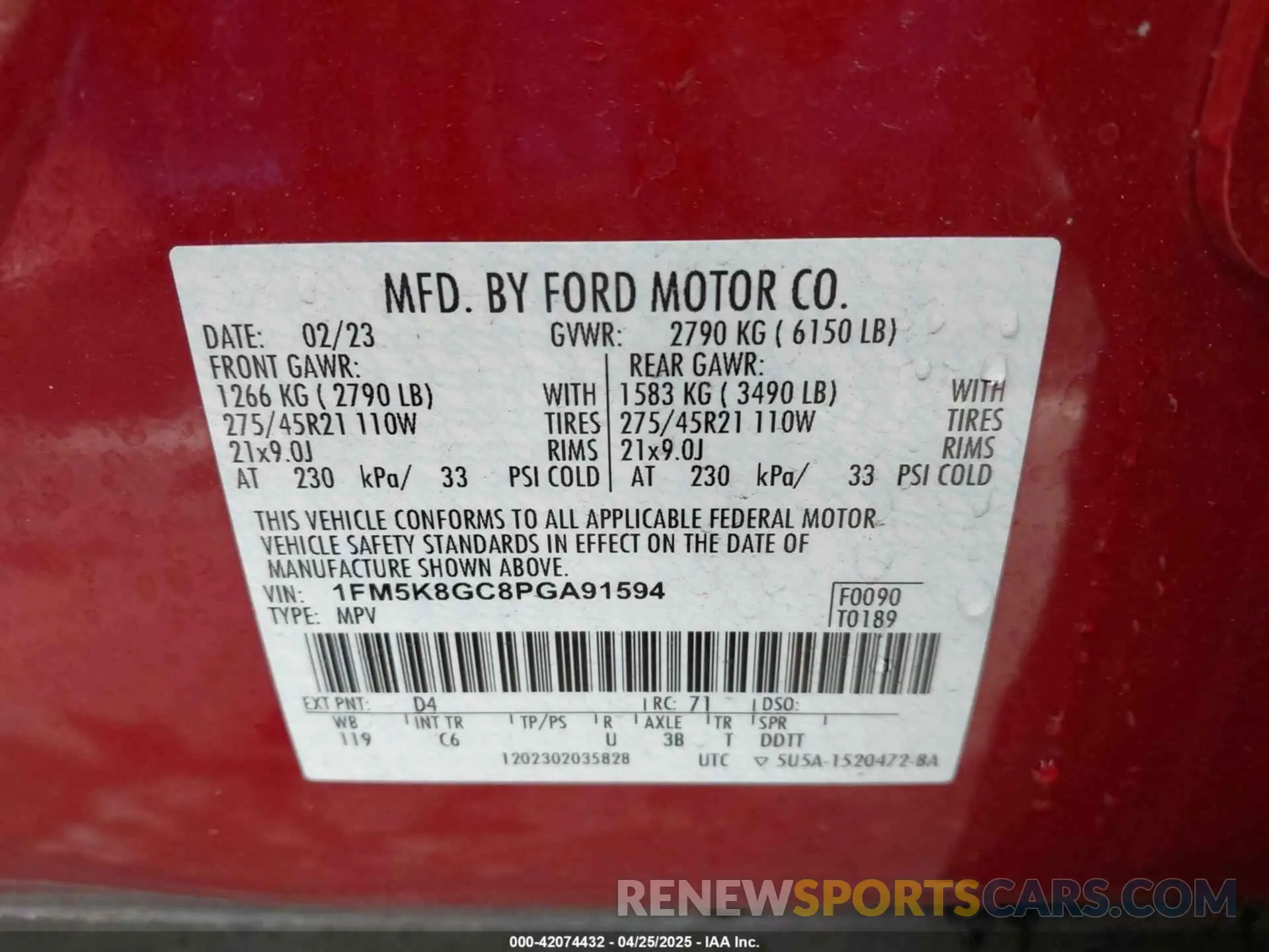 9 Photograph of a damaged car 1FM5K8GC8PGA91594 FORD EXPLORER 2023