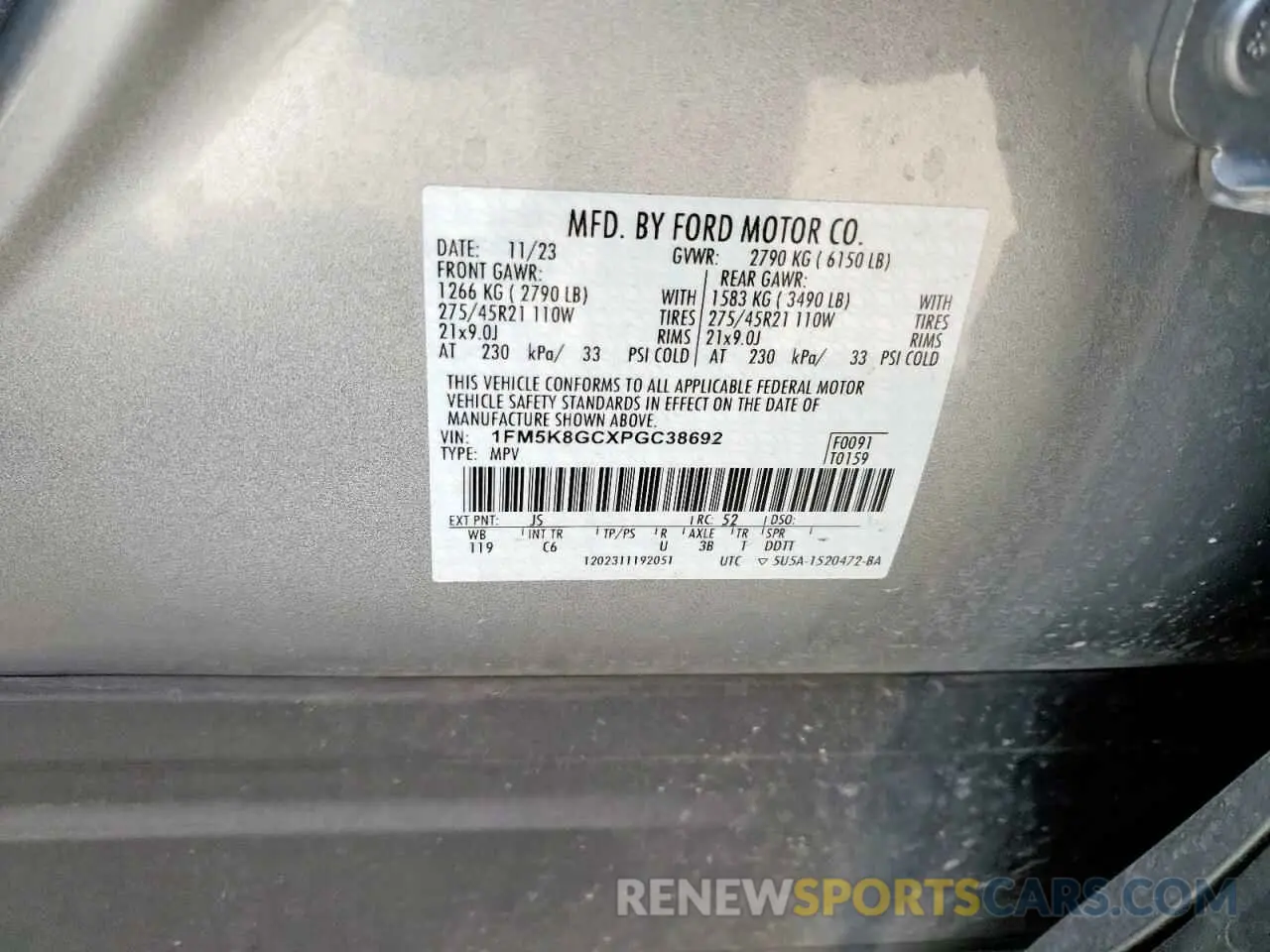 13 Photograph of a damaged car 1FM5K8GCXPGC38692 FORD EXPLORER 2023
