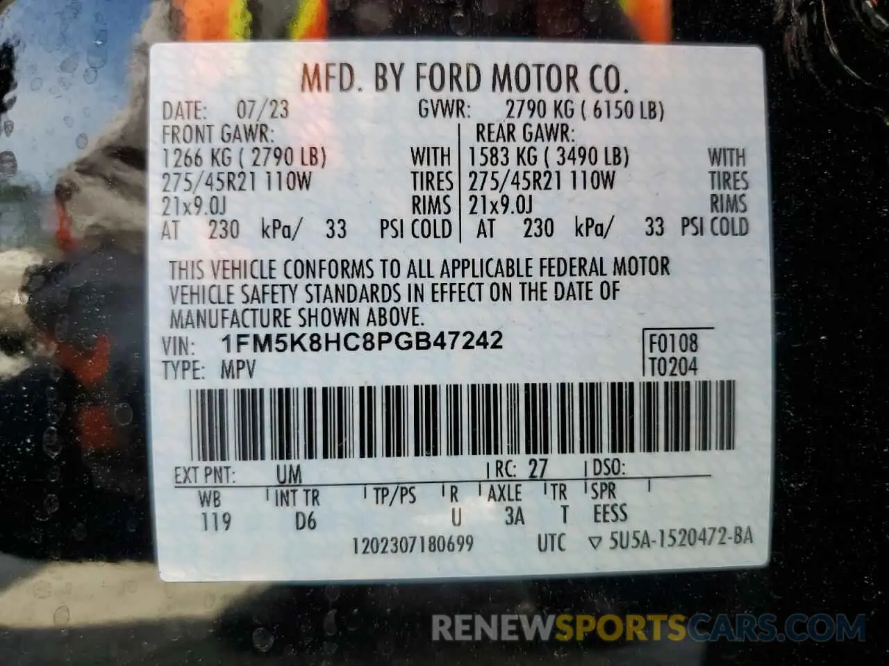 13 Photograph of a damaged car 1FM5K8HC8PGB47242 FORD EXPLORER 2023