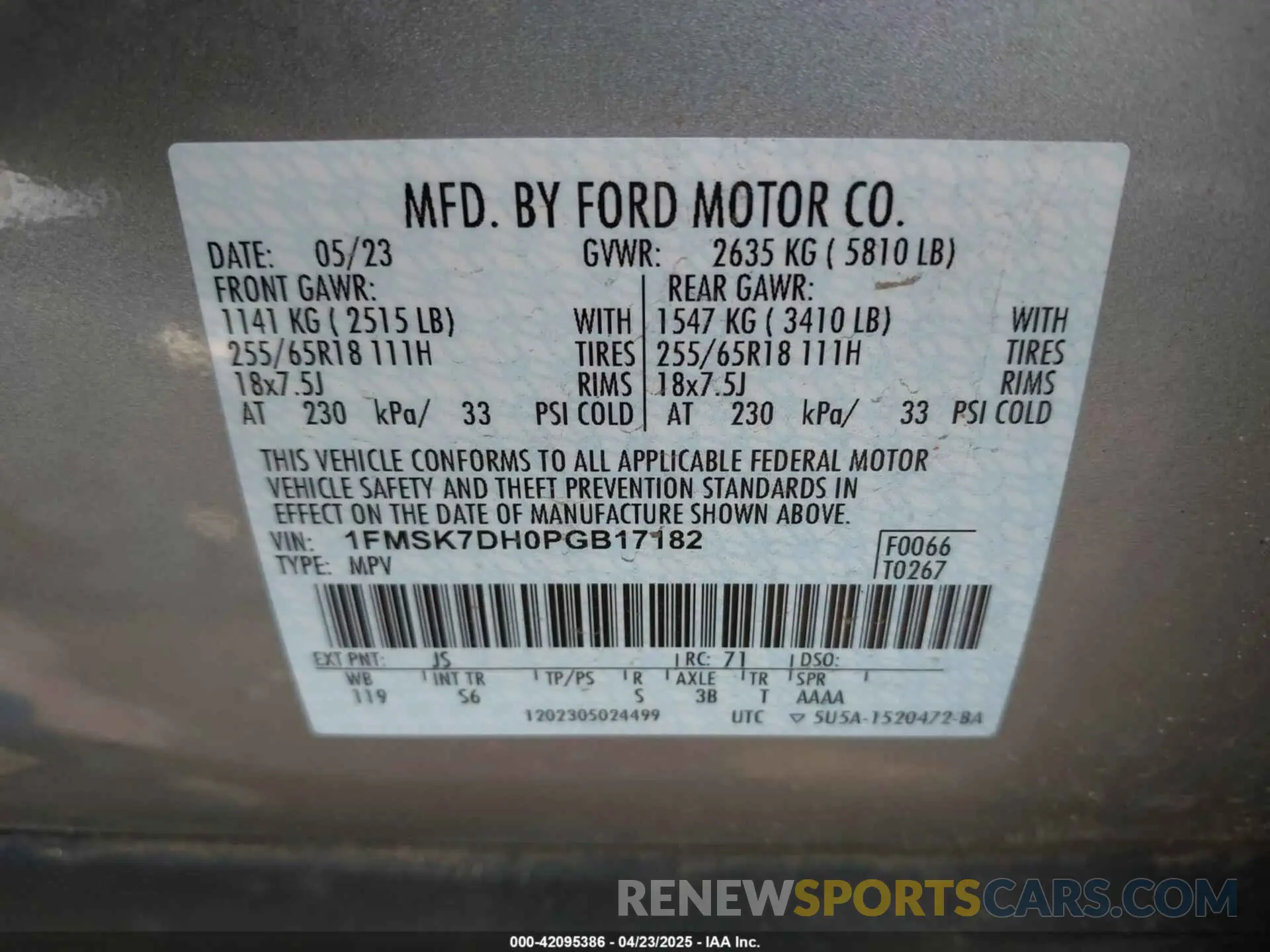 9 Photograph of a damaged car 1FMSK7DH0PGB17182 FORD EXPLORER 2023
