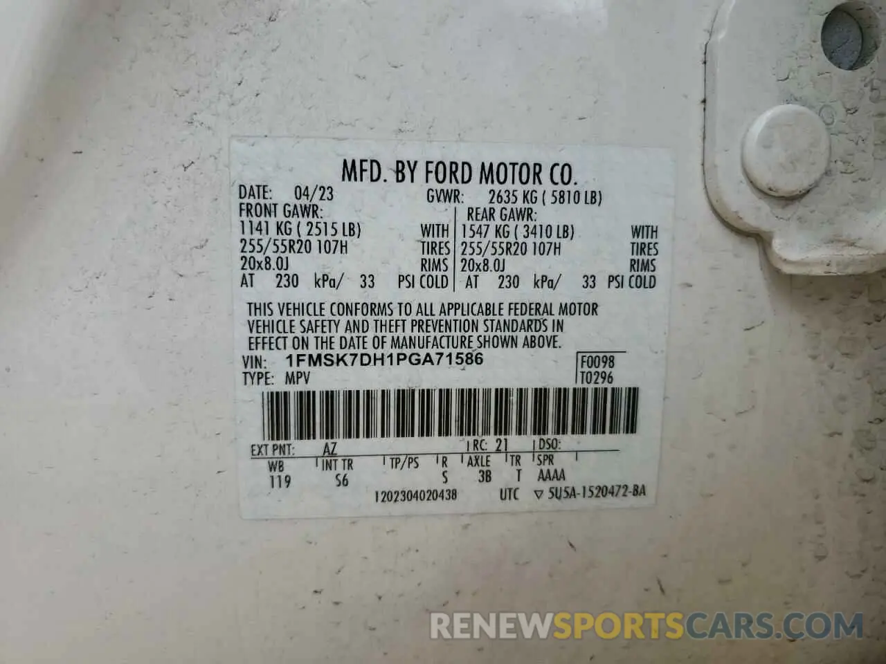 14 Photograph of a damaged car 1FMSK7DH1PGA71586 FORD EXPLORER 2023